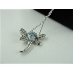 BLUE TOPAZ AND DIAMOND DRAGONFLY NECKLACE SET