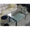 Image 1 : 3PC CONTEMPORARY GLASS AND CHROME COFFEE, END TABLE AND SMALL DRINK TABLE SET