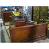 Image 1 : QUEEN SIZE MAHOGANY 5PC BEDROOM SUITE; HEADBOARD FOOTBOARD WITH RAILS, 8 DRAWER DRESSER WITH MIRROR