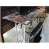 Image 1 : HEAVY MARBLE TOP WITH WHITE CAST IRON LEGS HALL TABLE