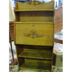 EARLY 1900S OAK DROP FRONT BOOK SHELF DESK