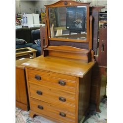 EARLY 1900S 3 DRAWER GENTLE MANS CHEST WITH MIRROR