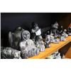 Image 2 : LARGE COLLECTION OF SOAP STONE DECORATIVE INUIT CARVINGS (4 SHELVES FULL)