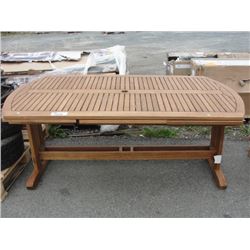 TEAK PATIO TABLE - DAMAGED LEG