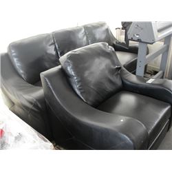 2PC BLACK LEATHER SOFA AND CHAIR SET - RIPPED AND DAMAGED