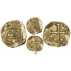 Bogota, Colombia, cob 2 escudos, Philip IV, assayer R to right (ca. 1654), from the Maravillas (1656
