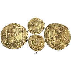 Seville, Spain, cob 4 escudos, 1590 date to right (vertical), assayer Gothic D to left below mintmar