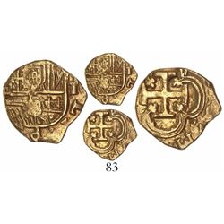 Seville, Spain, cob 1 escudo, Philip III, assayer not visible, cut down to 1/2E size.
