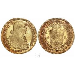 Popayan, Colombia, bust 8 escudos, Ferdinand VII (bust of Charles IV), 1808JF, no overstrikes.