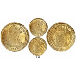 Popayan, Colombia, bust 2 escudos, Charles III, 1787SF, encapsulated NGC AU details / surface hairli
