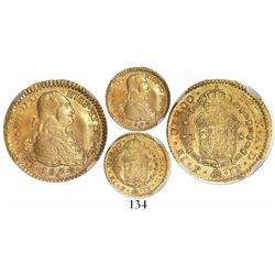 Popayan, Colombia, bust 1 escudo, Charles IV, 1804JF, encapsulated NGC AU 58.