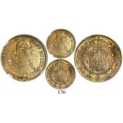 Bogota, Colombia, bust 1 escudo, Charles IV, 1806JJ, encapsulated NGC AU 58, finest known in NGC cen