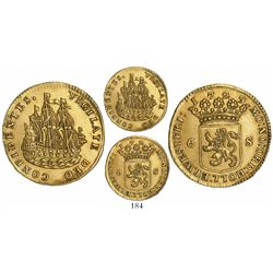 Holland, United Netherlands, gold 6-stuivers "ship schelling," 1729.