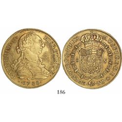 Lima, Peru, bust 8 escudos, Charles III, 1788IJ.