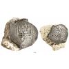 Image 1 : Mexico City, Mexico, cob 8 reales, Philip IV, assayer not visible (P), fused to a piece of coral (as
