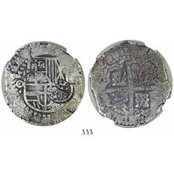 Potosi, Bolivia, cob 8 reales, (1)650O, with crowned-•F• countermark on shield, encapsulated NGC Gen
