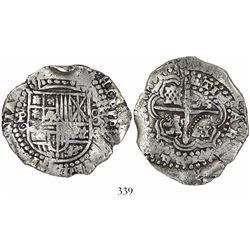 Potosi, Bolivia, cob 8 reales, (1650-1)O, with crowned-(?) countermark on cross, encapsulated NGC Ge