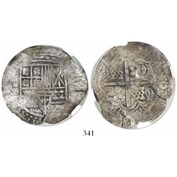 Potosi, Bolivia, cob 8 reales, (1650-1)O, with arms countermark on cross, encapsulated NGC Genuine /