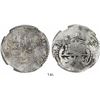 Image 1 : Potosi, Bolivia, cob 8 reales, (1651-2)E, with crown-alone (common) countermark on shield, encapsula