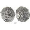Image 1 : Potosi, Bolivia, cob 4 reales, (1649-51)O, with crowned-•F• (4 dots variety) countermark on shield.