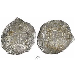 Potosi, Bolivia, cob 8 reales, 1655E, •PH• at top.