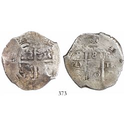 Potosi, Bolivia, cob 8 reales, 1670E.