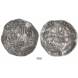 Potosi, Bolivia, cob 8 reales, Philip II, assayer A.