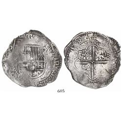 Potosi, Bolivia, cob 8 reales, Philip III, assayer Q.