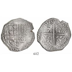 Potosi, Bolivia, cob 8 reales, 1618T, quadrants of cross transposed, bottom part of shield transpose