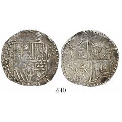 Potosi, Bolivia, cob 4 reales, Philip II, assayer B (3rd period).