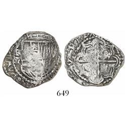 Potosi, Bolivia, cob 2 reales, Philip III, assayer M/Q, from the Atocha (1622), no tag or certificat