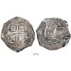 Image 1 : Potosi, Bolivia, cob 8 reales, 1652E post-transitional (Transitional Type VIII/B), 1-PH-6 at top.