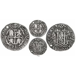 Potosi, Bolivia, cob 8 reales Royal, 1692VR.
