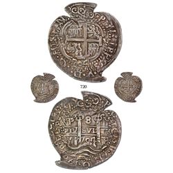 Potosi, Bolivia, cob 8 reales Heart (Corazon) , 1704Y, unholed and arguably finest known, Very rare,