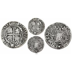 Potosi, Bolivia, cob 8 reales Royal, 1715/4Y (unique), variety with clover shapes around denominatio