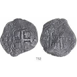 Potosi, Bolivia, cob 8 reales, 1733YA, rare.