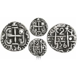 Potosi, Bolivia, cob 2 reales Royal, 1756q, very rare.