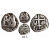Image 1 : Bogota, Colombia, cob 1/2 real, Charles II (monogram of Philip IV), quadrants of cross transposed.