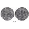 Image 1 : Seville, Spain, cob 4 reales, Philip II, assayer Gothic D at 4 o'clock outside tressure.