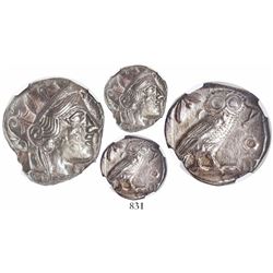 Attica, Athens, AR tetradrachm, "owl," 440-404 BC, encapsulated NGC Ch AU, strike 5/5, surface 4/5.