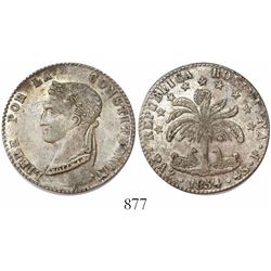 La Paz, Bolivia, 4 soles, 1854/3F.