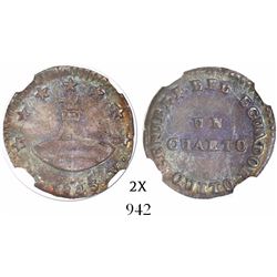 Quito, Ecuador, 1/4 real, 1843/2MV, encapsulated NGC MS 62, very rare, finest known in NGC census, e