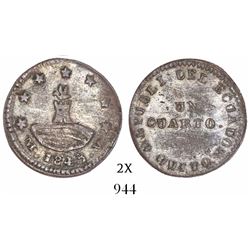 Quito, Ecuador, 1/4 real, 1843MV-A, rare.
