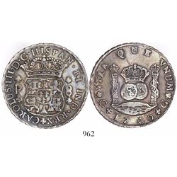 Guatemala, pillar 8 reales, Charles III, 1760P, rare.