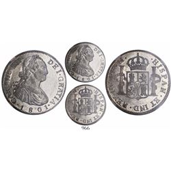 Guatemala, bust 2 reales, Charles IV, 1801M, encapsulated NGC AU 58.