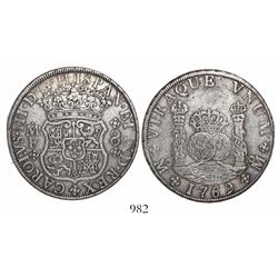 Mexico City, Mexico, pillar 8 reales, Charles III, 1769MF.