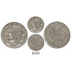 Ayacucho, Peru, 1/2 real, 1882LM, rare.