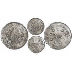 Montevideo, Uruguay, 1 peso fuerte, 1844, coin rotation, encapsulated NGC AU 55.