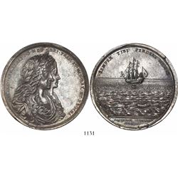 Great Britain, large silver medal, James II, salvage of the Concepción by William Phips in 1687, ex-