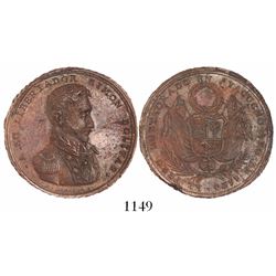 Ayacucho, Peru, copper medal, 1824 (struck 1825), Restoration of Peru in Ayacucho by Bolivar, very r